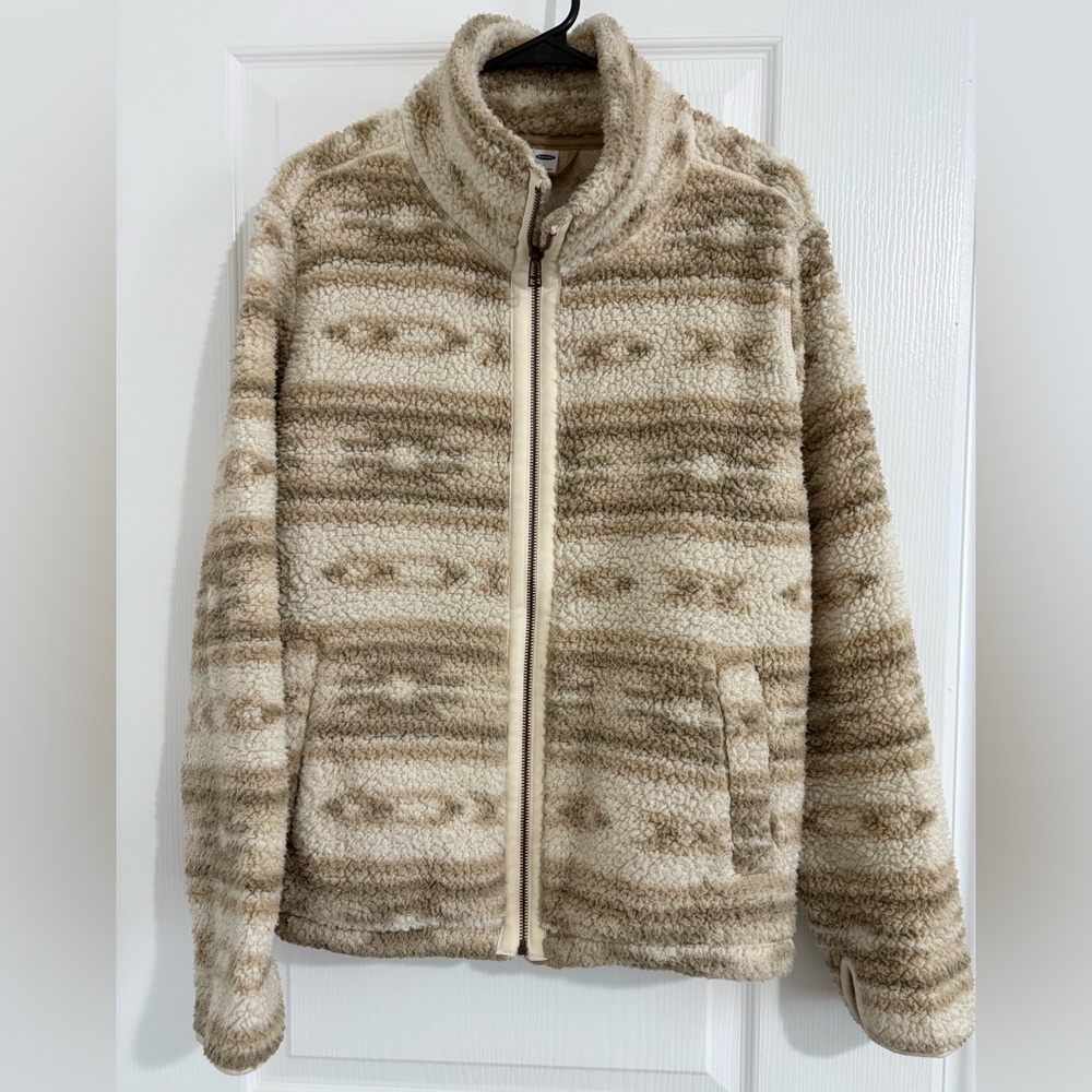 Old Navy Tan and Cream Sherpa Jacket
